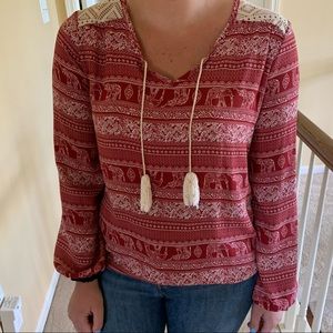 LA Brand Red Printed Blouse